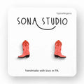 Pink Cowgirl Boot Earrings