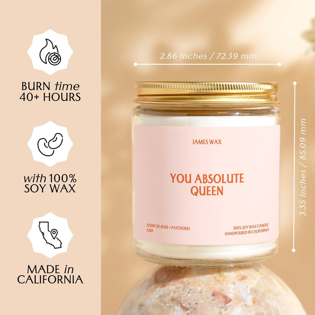 You Absolute Queen Soy Wax Candle, Mimosa+Pineapple scented