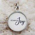 Choose Joy Round Charm with Stainless Steel Loop Chain Necklace