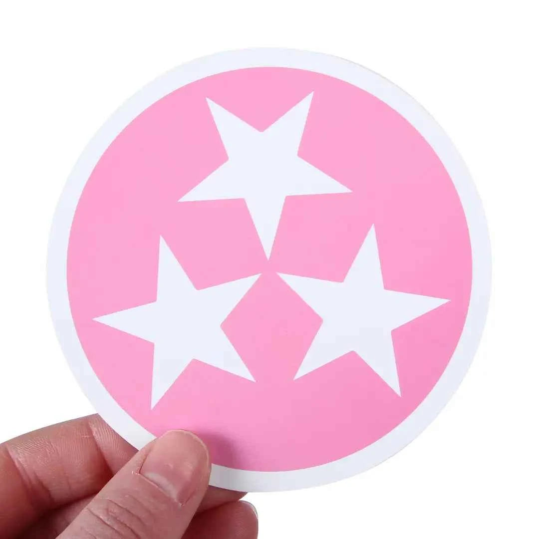 Pink and White Tri Star Sticker