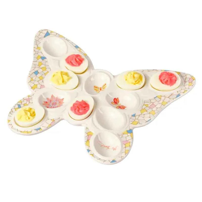 Dolly Parton Jeweled Mosaic 12" Butterfly Egg Plate
