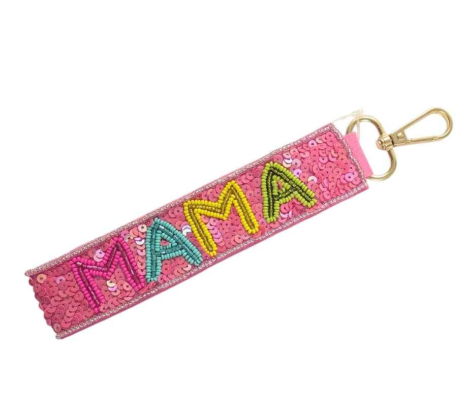 Mama Beaded Wristlet Strap Key Chain