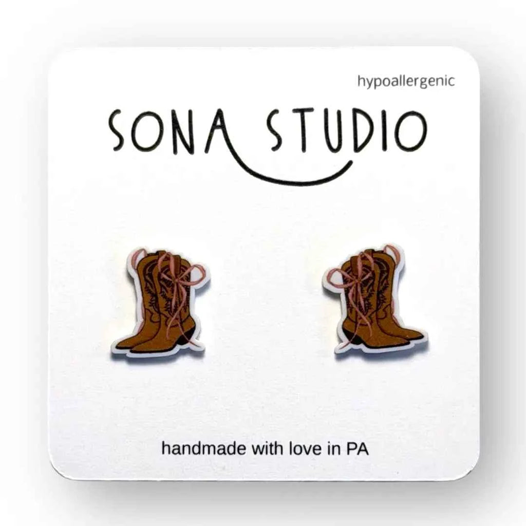 Cowgirl Boot Earrings (Brown)