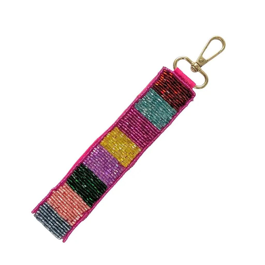 Mom Themed Beaded Wristlet Strap Key Chain