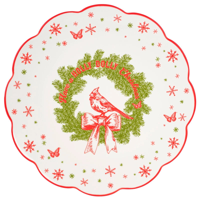 Dolly Parton Holiday Toile Have a Holly Dolly Christmas 13in Scallop Platter