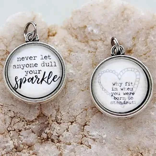 Why Fit in Double Sided Round Charm with Ball Chain Necklace
