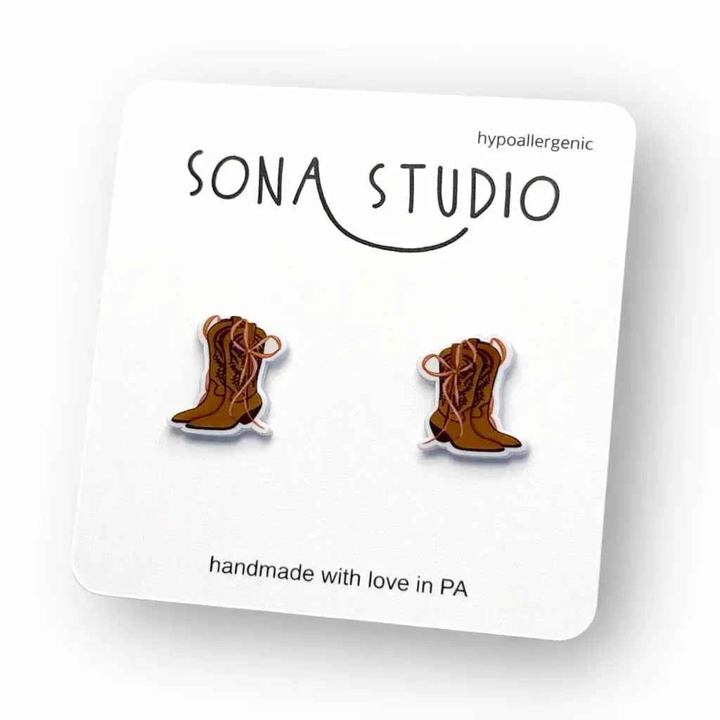 Cowgirl Boot Earrings (Brown)