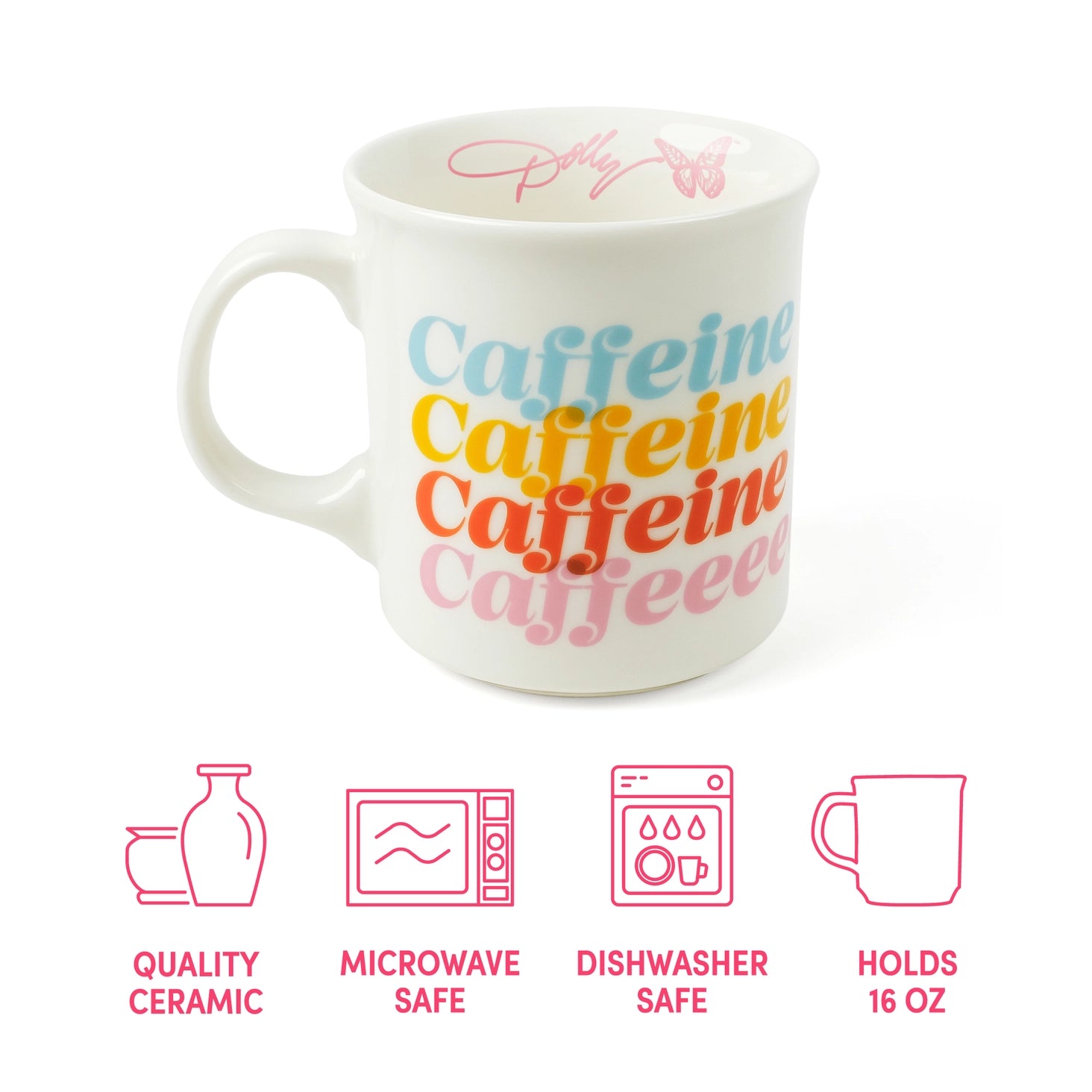 Dolly Parton Mug, Caffeine Caffeine, 16-Ounce Ceramic