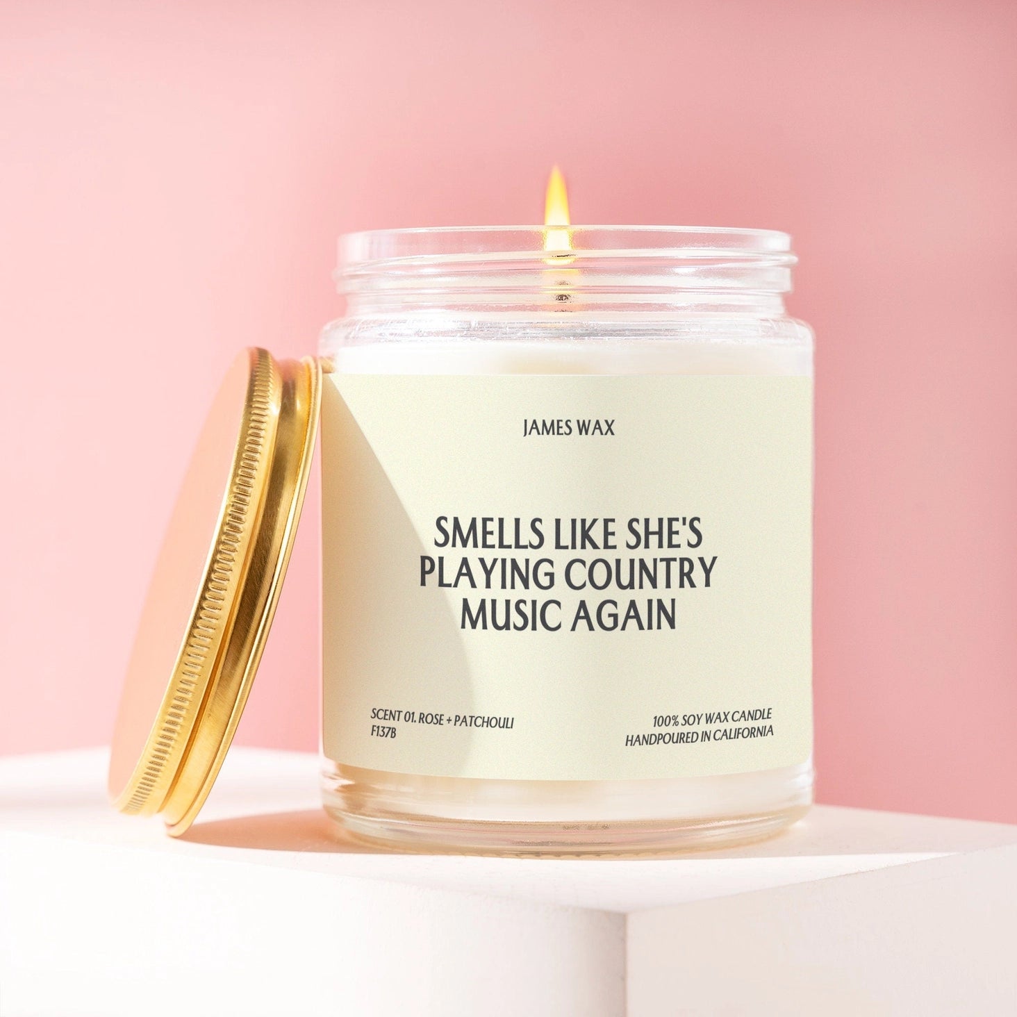 Smells Like She's Playing Country Music Again Soy Way Candle, Rose+Patchouli Scented