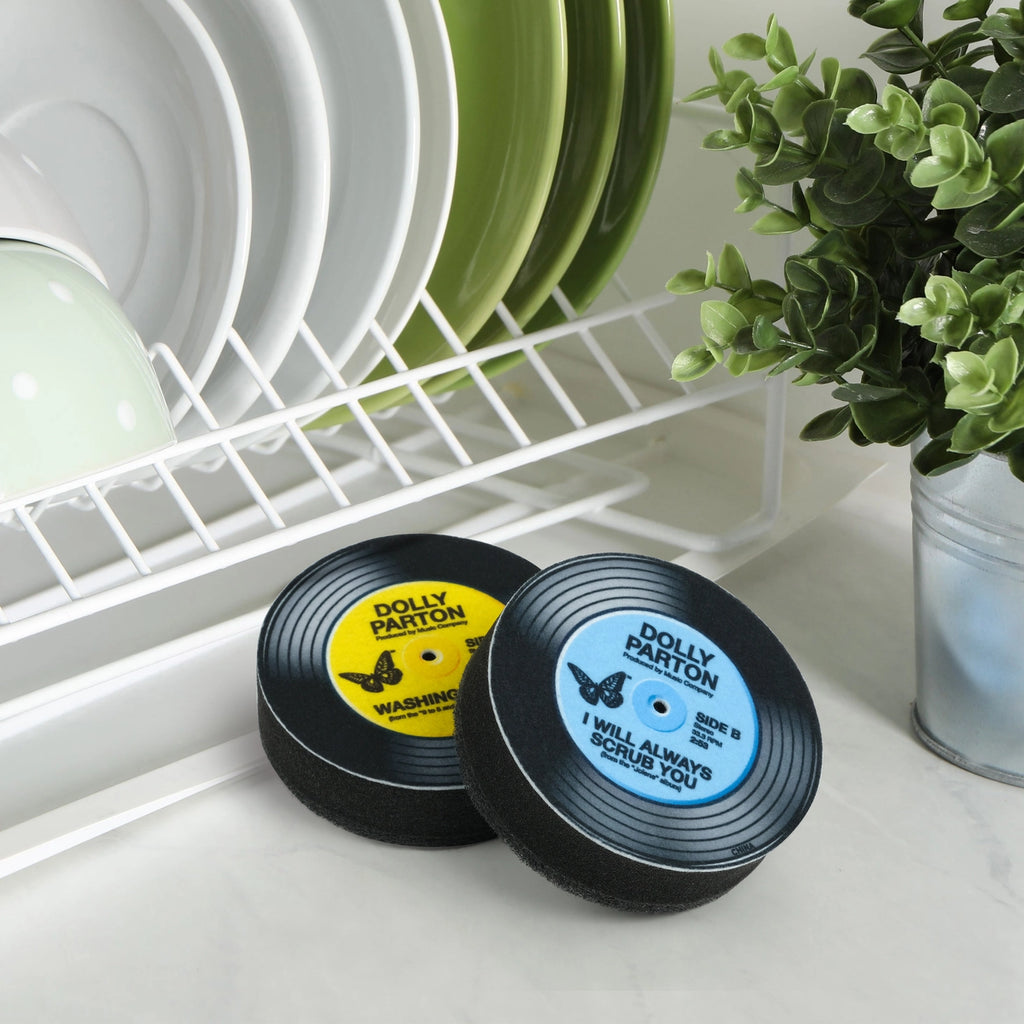 Dolly Parton Record Sponges, Set of 2, Parody Vinyl Designs