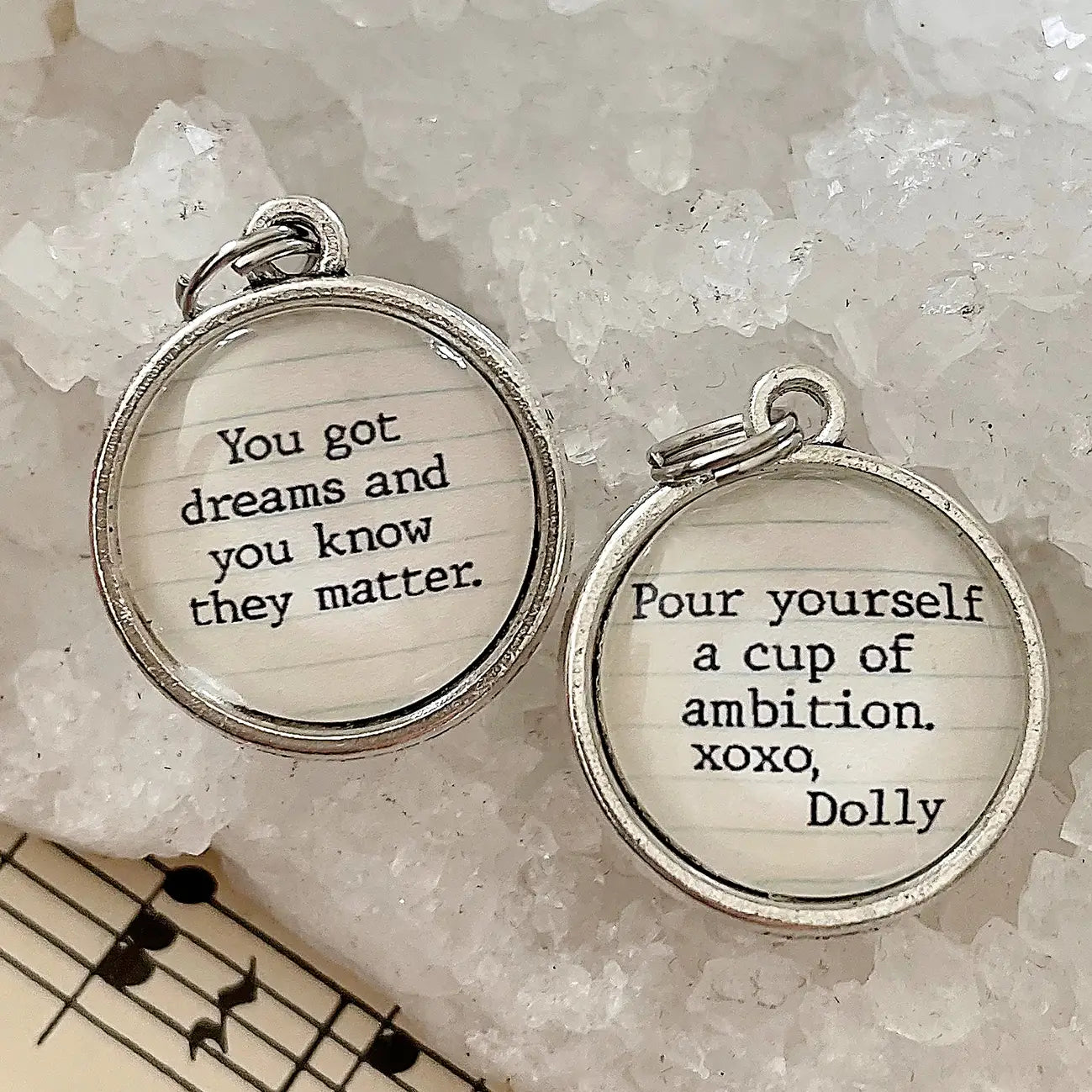 9 To 5 Xo Lyric Double Sided Round Charm Necklace Tinellity Studio
