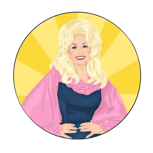 Sunshine Dolly Round Sticker - Rhinestone Heart