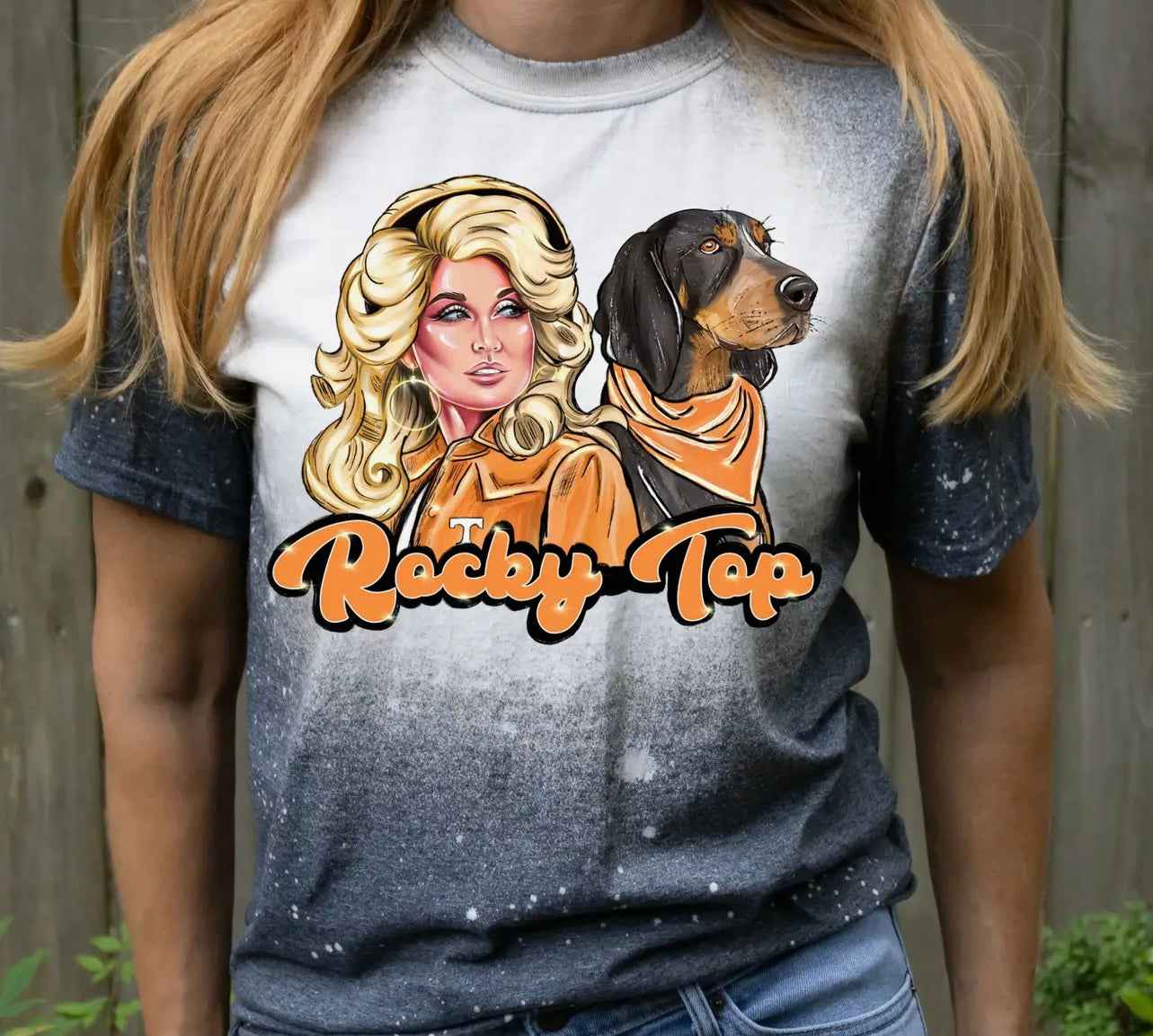 Dolly Rocky Top Bleached Graphic Tee