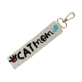 Cat Mom Beaded Wristlet Strap Key Chain