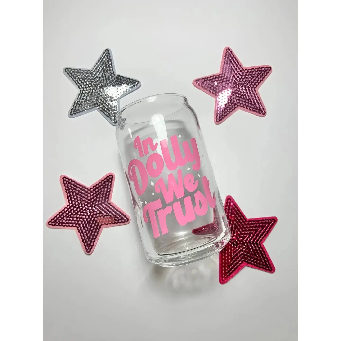 "In Dolly We Trust" 16 oz Glass Cup Tinellity Studio