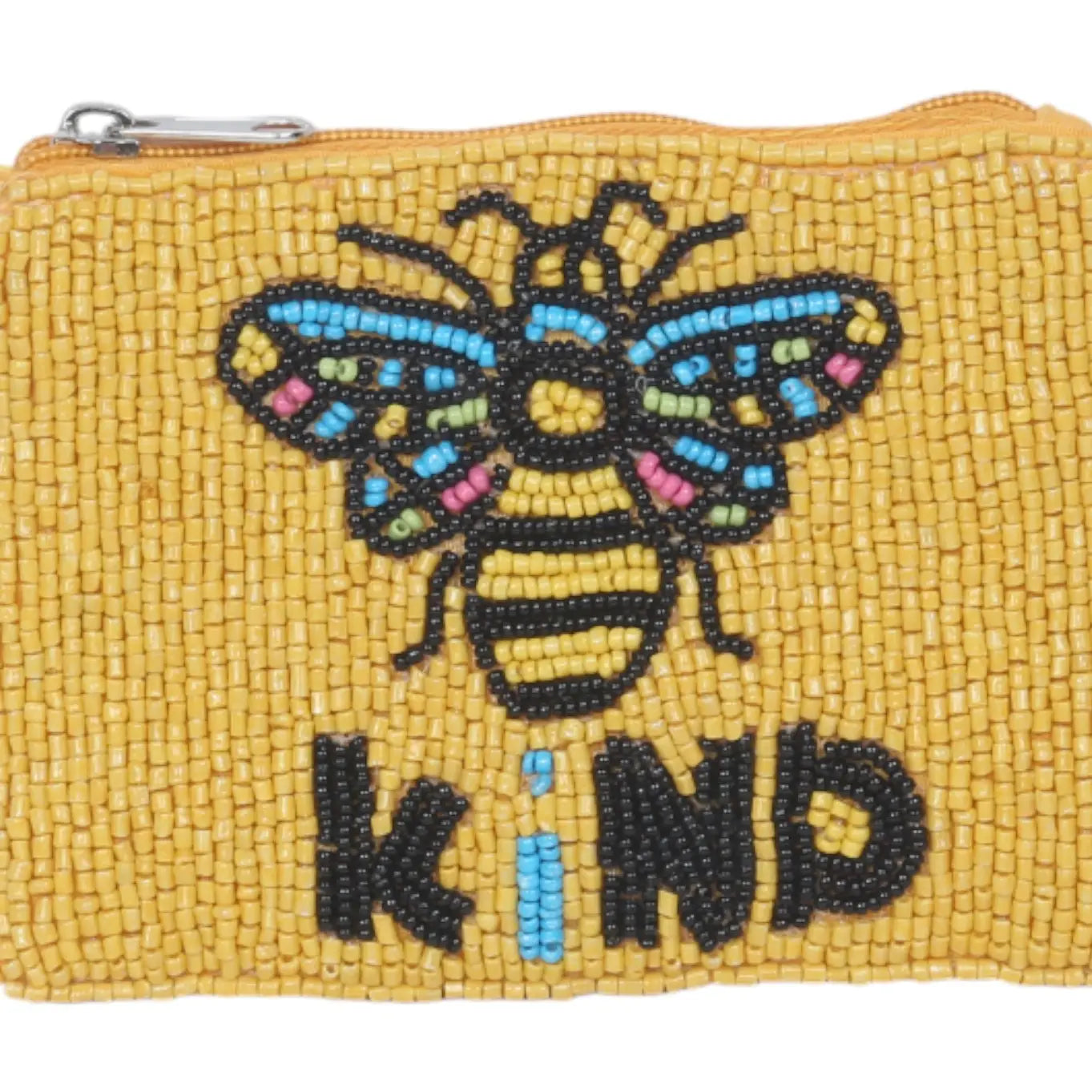 Bee Kind Beaded Coin Purse - Rhinestone Heart