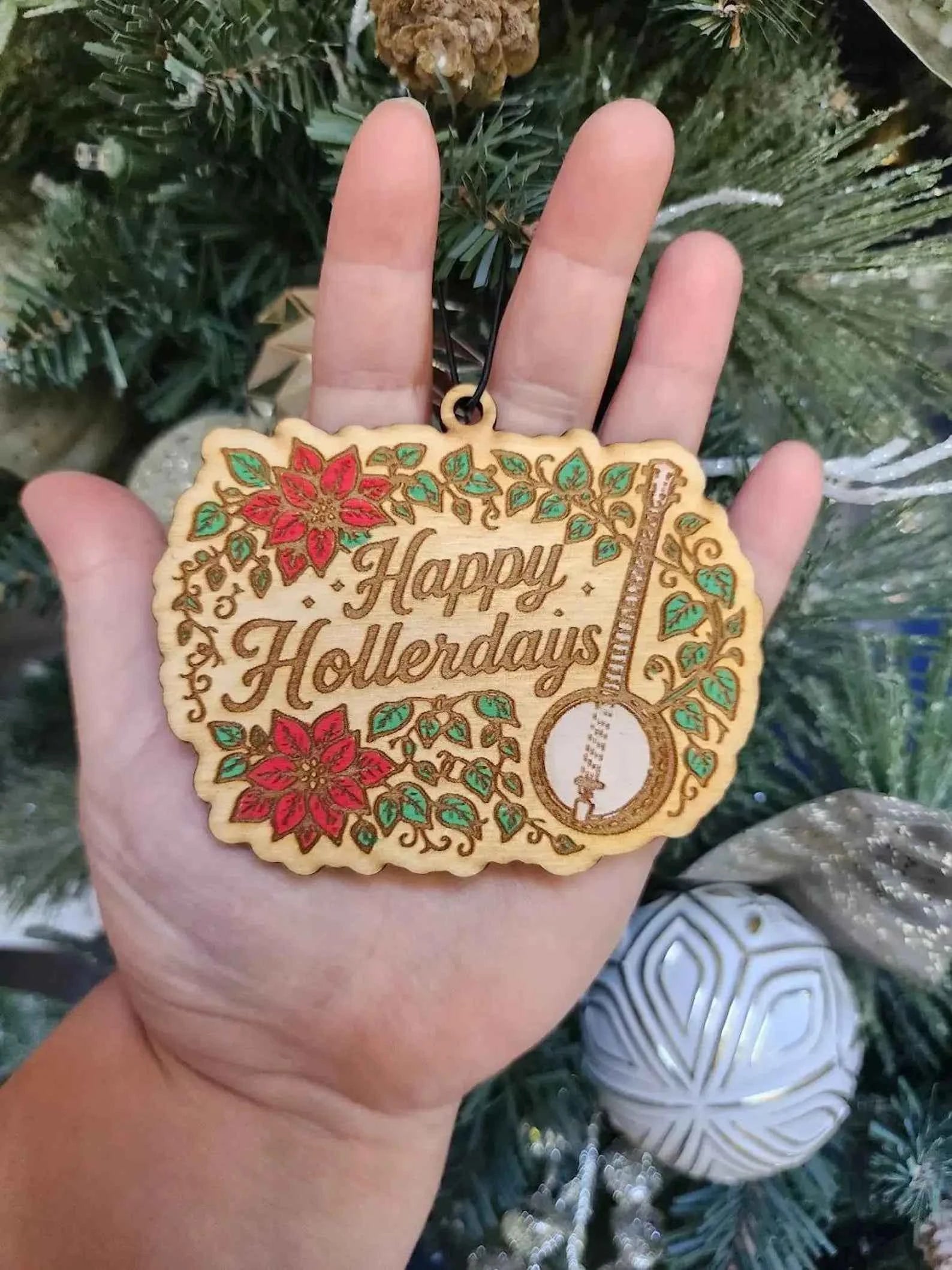 Hand Painted Happy Hollerdays Ornament Christmas