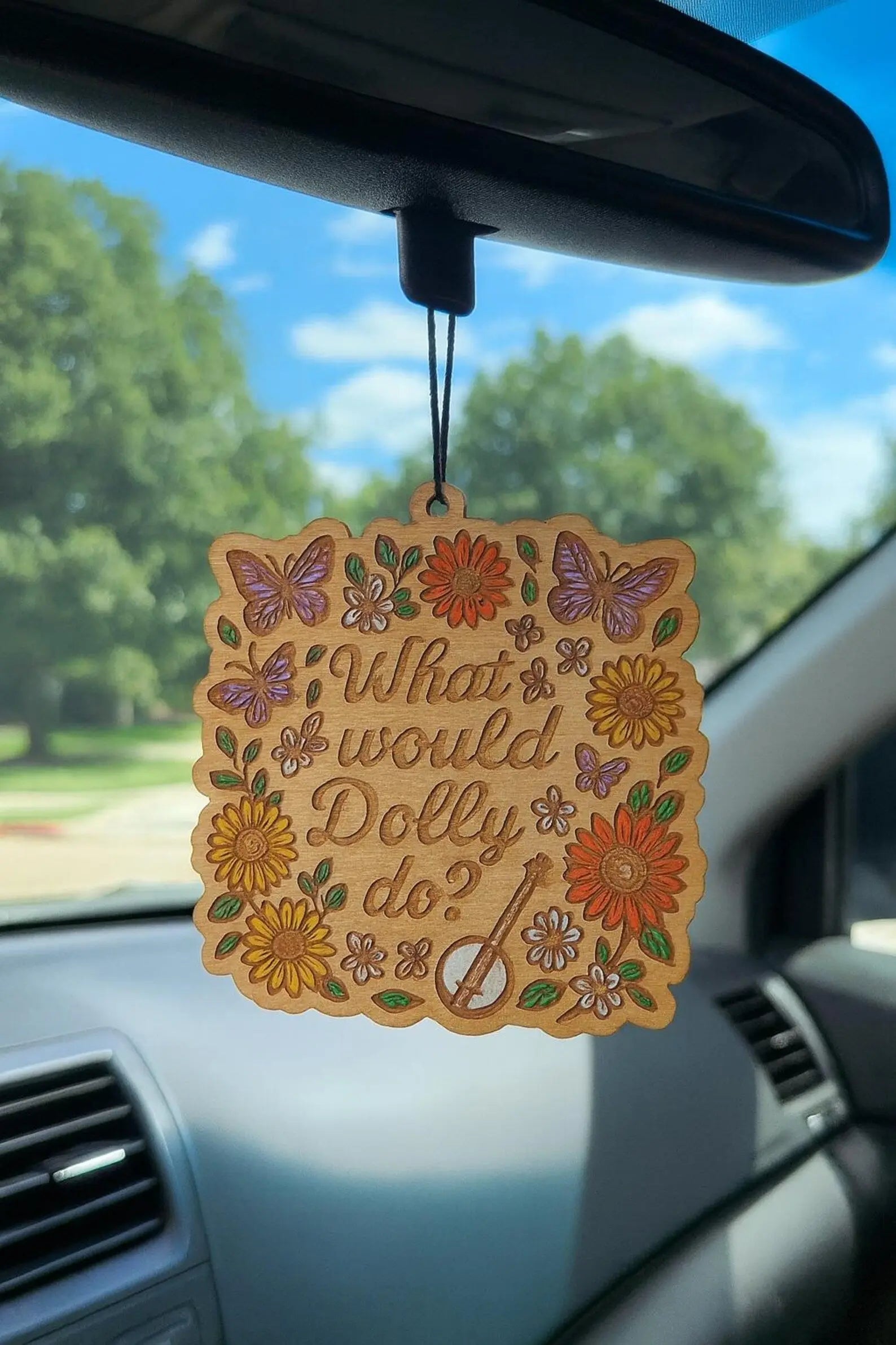 Hand Painted What Would Dolly Do Dolly Parton Inspired Ornament for Home or Car Tinellity Studio